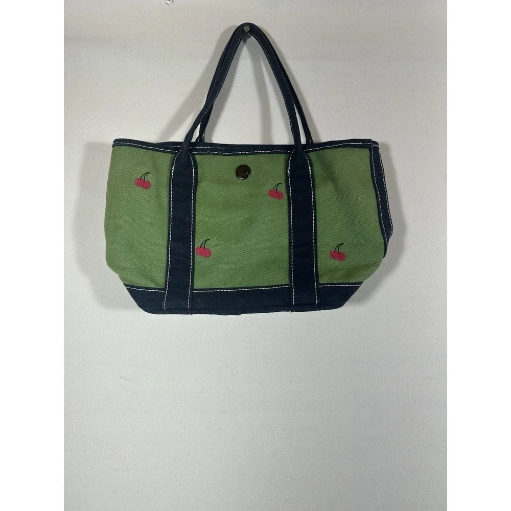 Crewcuts Tote Bag Girls Cherry Embroidered Canvas Preppy Cottagecore Purse